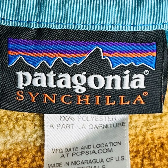Patagonia Synchilla Fleece Pullover Womens Size S Snap Teal Brown Aztec Mountain - Picture 10 of 12